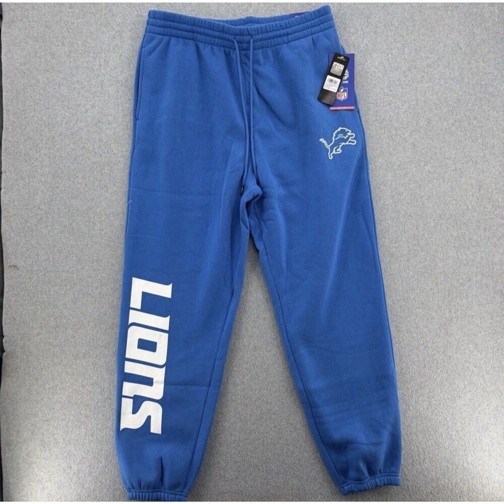 Detroit Lions NFL Blue Sweatpants Joggers Mens L NWT Team Logo Football Pants